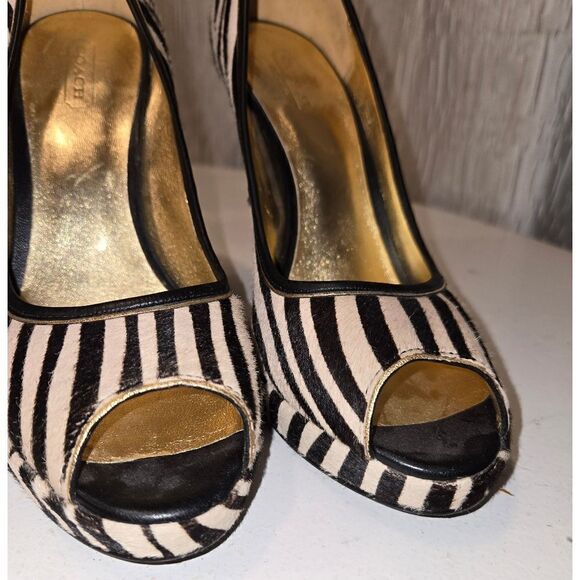 Coach Ashley Platform Peep Toe Heels Ashley Calf Hair size 7 B - Picture 10 of 11
